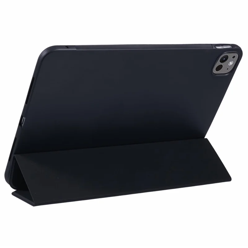 For iPad Pro 11 (2025) / (2024) Case Tri-Fold Stand PU Leather + TPU Smart Cover - Black