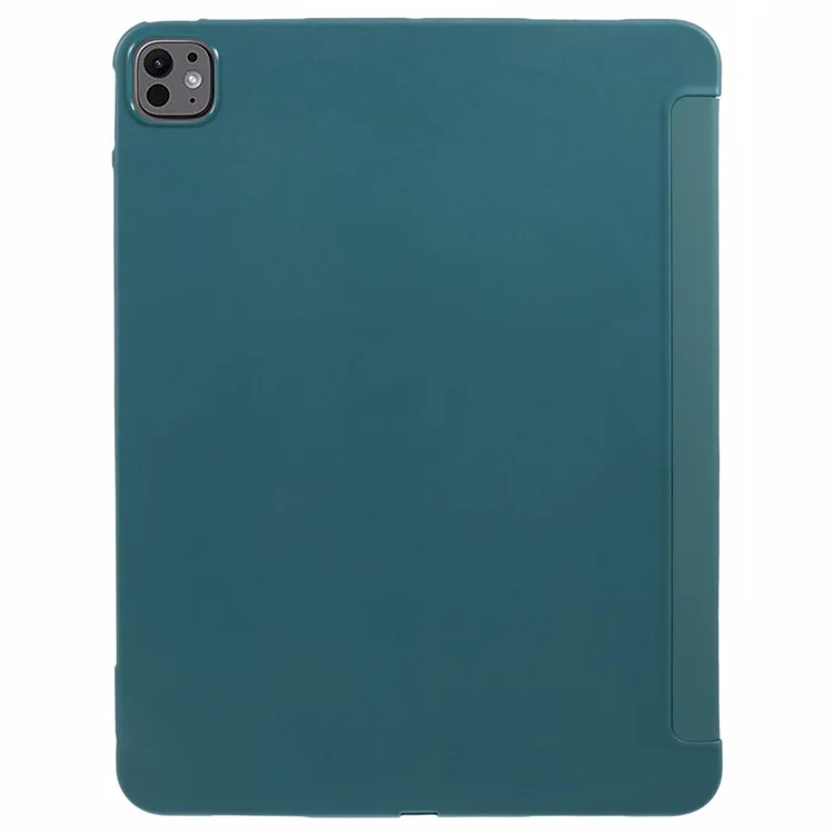 For iPad Pro 13 (2024) Case PU Leather Tri-Fold Stand Tablet Cover Auto Wake / Sleep - Midnight Green