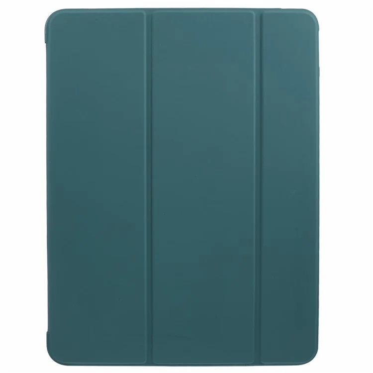 For iPad Pro 13 (2024) Case PU Leather Tri-Fold Stand Tablet Cover Auto Wake / Sleep - Midnight Green