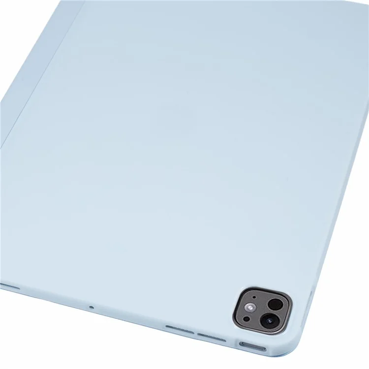Per iPad Pro 13 (2024) Custodia in Pelle PU Tri-Fold Stand Tablet Cover Auto Wake / Sleep - Baby Blue