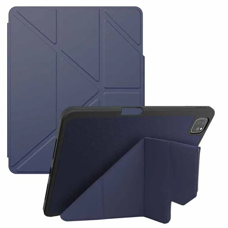 JTLEGEND Para iPad Pro 13 (2024) Capa Origami Stand PU Couro Inteligente Capa com Suporte para Lápis - Índigo