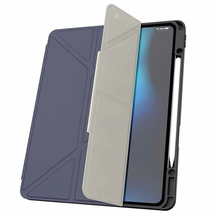 JTLEGEND Para iPad Pro 13 (2024) Capa Origami Stand PU Couro Inteligente Capa com Suporte para Lápis - Índigo