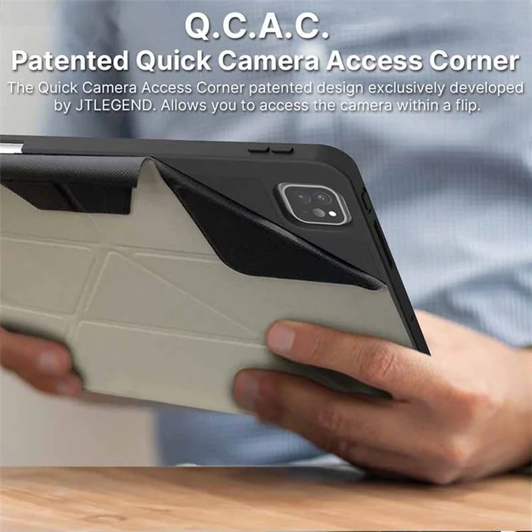 JTLEGEND Para iPad Pro 13 (2024) Capa Origami Stand PU Couro Inteligente Capa com Suporte para Lápis - Índigo