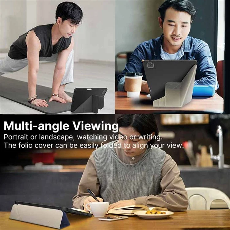JTLEGEND Para iPad Pro 13 (2024) Capa Origami Stand PU Couro Inteligente Capa com Suporte para Lápis - Índigo