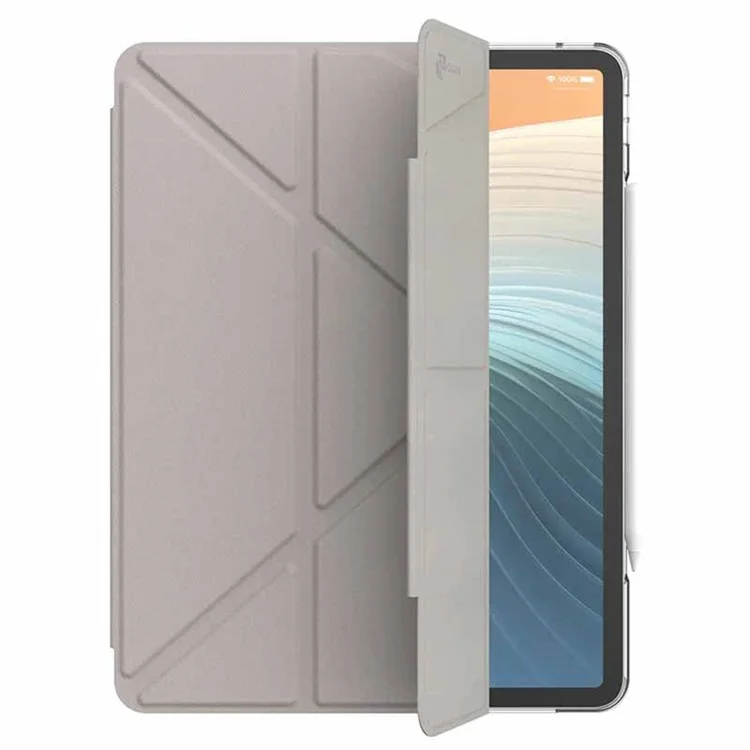 JTLEGEND For iPad Pro 13 (2024) Stand Case Anti-Scratch PU Leather Tablet Cover with Pencil Holder - Grey