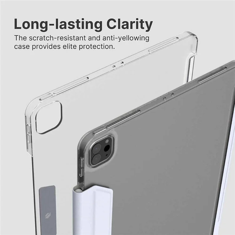 JTLEGEND For iPad Pro 13 (2024) Stand Case Anti-Scratch PU Leather Tablet Cover with Pencil Holder - Grey