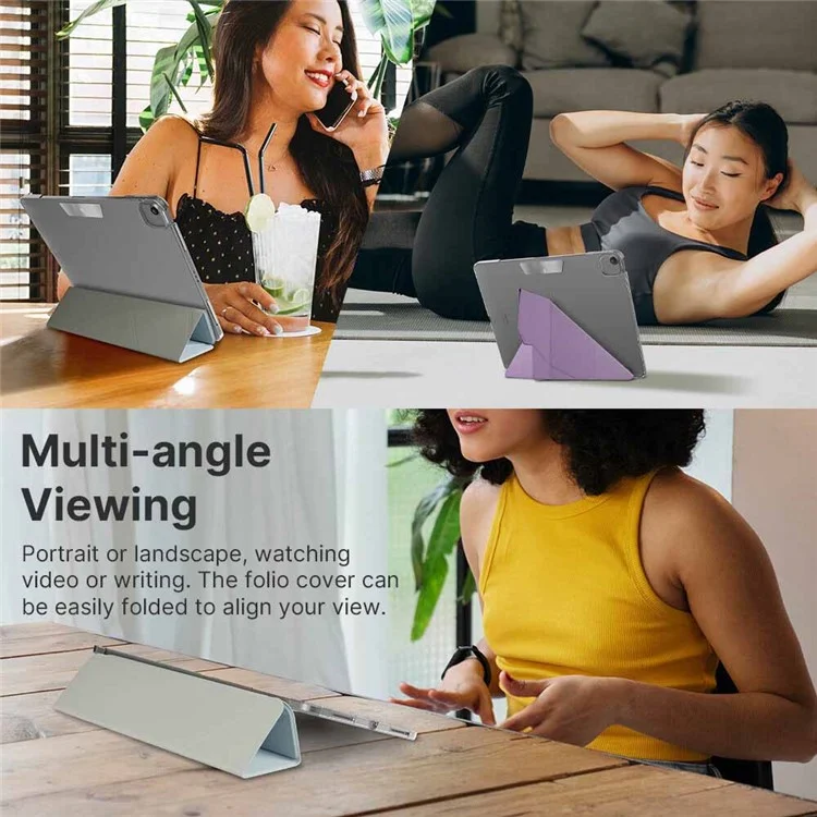 JTLEGEND For iPad Air 13 (2025) / (2024) / Pro 12.9 (2020) / (2021) / (2022) Case Origami Stand PU Leather Tablet Cover - Purple