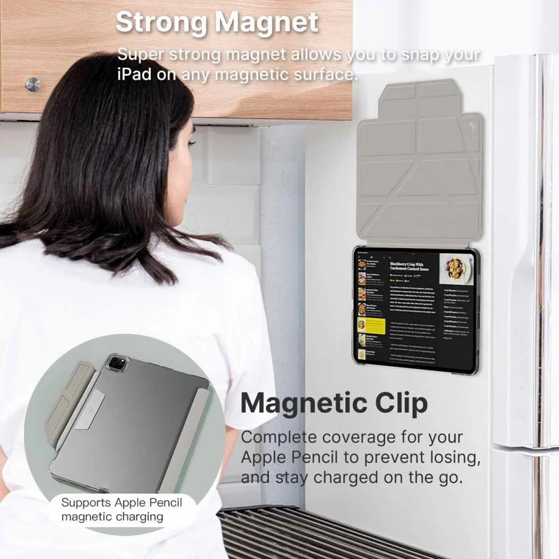 JTLEGEND For iPad Pro 11 (2025) / 11 (2024) Case Scratch-Proof Stand PU Leather Tablet Cover with Pencil Holder - Grey