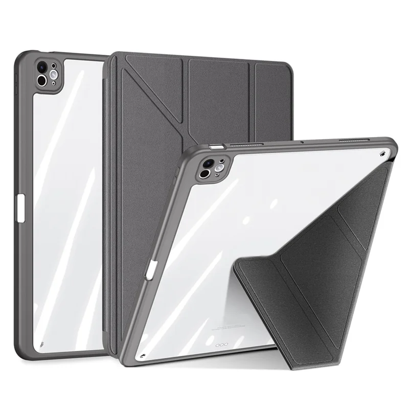 Чехол DUX DUCIS Magi Series для iPad Pro 11 (2024) с функцией оригами, стоек, из искусственной кожи, со съемной крышкой - серый