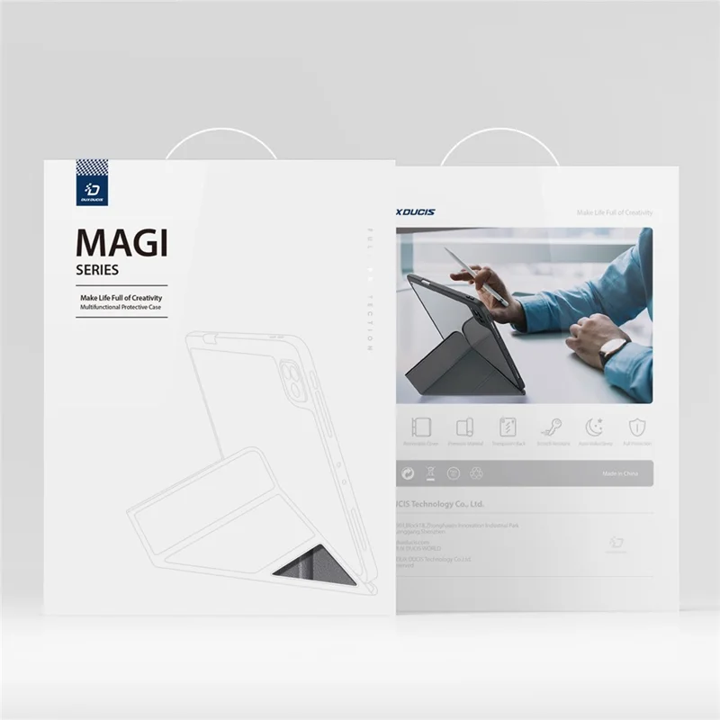 Чехол DUX DUCIS Magi Series для iPad Pro 11 (2024) с функцией оригами, стоек, из искусственной кожи, со съемной крышкой - серый