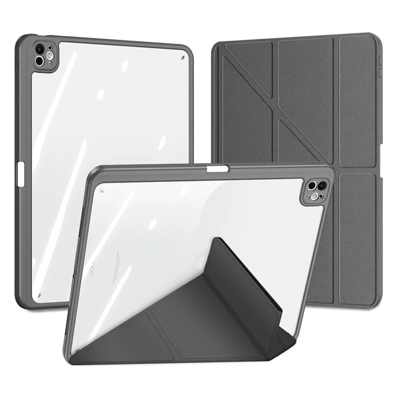 Чехол DUX DUCIS Magi Series для iPad Pro 11 (2024) с функцией оригами, стоек, из искусственной кожи, со съемной крышкой - серый