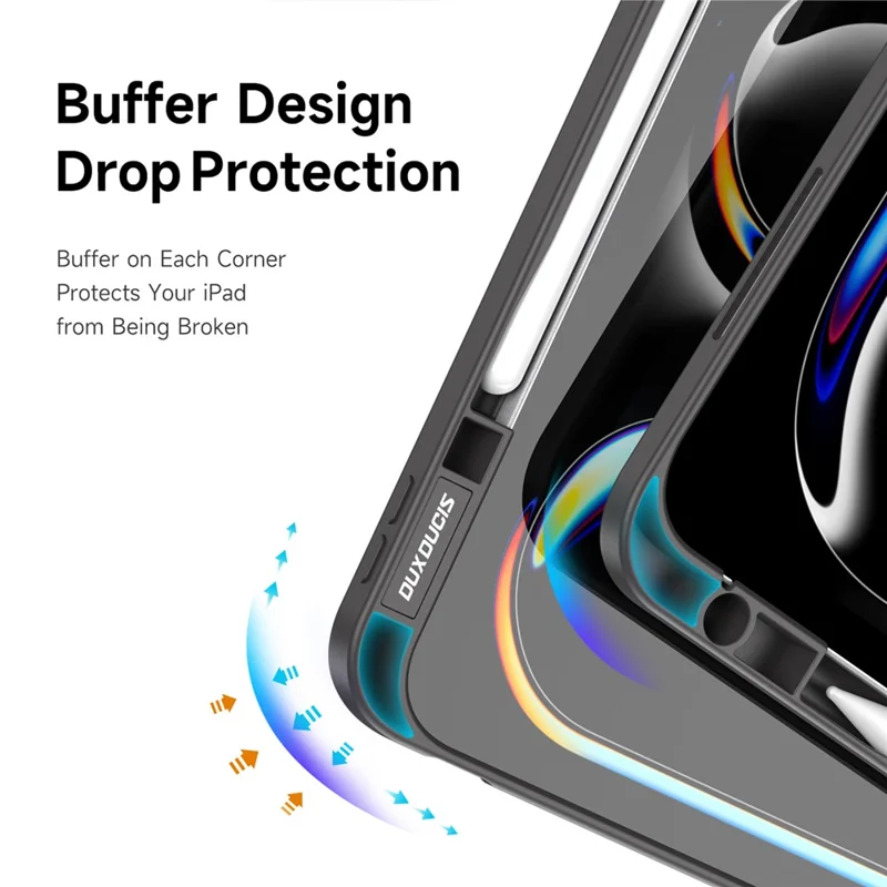 Чехол DUX DUCIS Magi Series для iPad Pro 11 (2024) с функцией оригами, стоек, из искусственной кожи, со съемной крышкой - серый