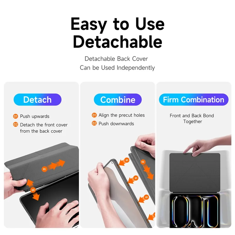 DUX DUCIS Magi Series for iPad Pro 13 (2025) / 13 (2024) Case PU Leather+PC+TPU Tablet Cover Support Auto Wake / Sleep - Grey