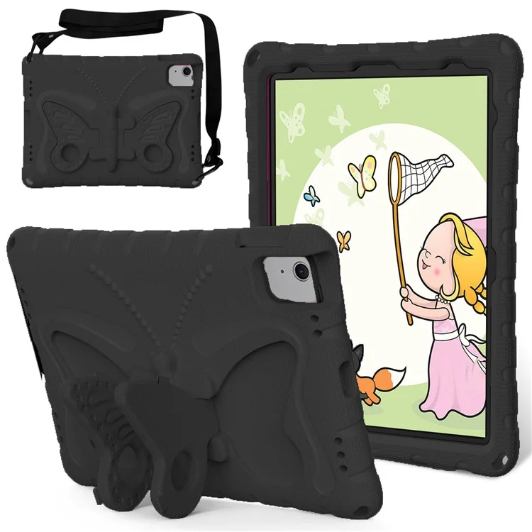 Custodia per iPad Air 11 (2024) Butterfly EVA Tablet Cover con supporto / tracolla - Nero