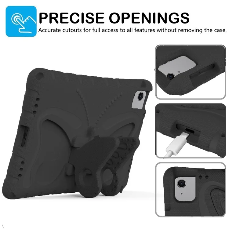 Custodia per iPad Air 11 (2024) Butterfly EVA Tablet Cover con supporto / tracolla - Nero