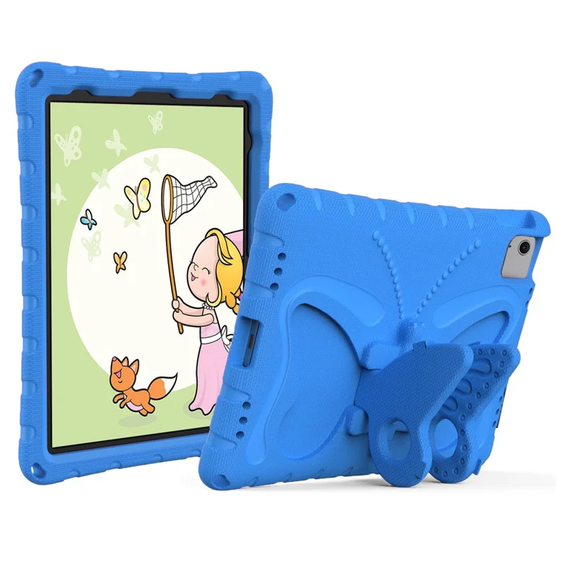 For iPad Air 11 (2026) / (2025) / (2024) Case Butterfly EVA Tablet Cover with Kickstand / Shoulder Strap - Blue