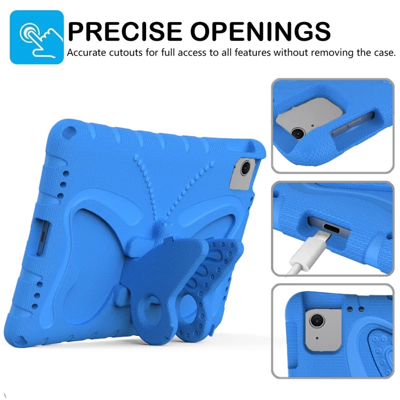 For iPad Air 11 (2026) / (2025) / (2024) Case Butterfly EVA Tablet Cover with Kickstand / Shoulder Strap - Blue