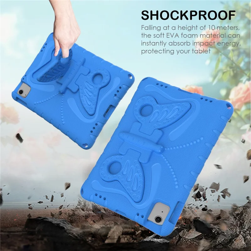 For iPad Air 11 (2026) / (2025) / (2024) Case Butterfly EVA Tablet Cover with Kickstand / Shoulder Strap - Blue
