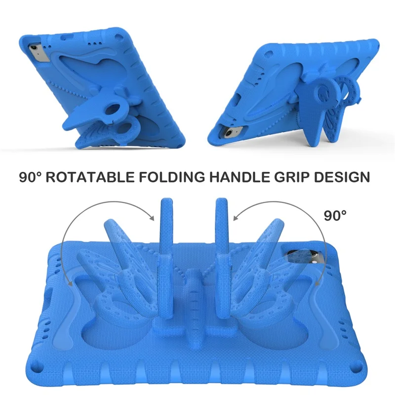 For iPad Air 11 (2026) / (2025) / (2024) Case Butterfly EVA Tablet Cover with Kickstand / Shoulder Strap - Blue