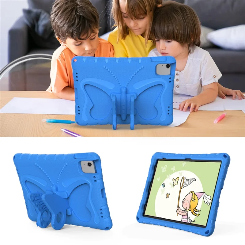For iPad Air 11 (2026) / (2025) / (2024) Case Butterfly EVA Tablet Cover with Kickstand / Shoulder Strap - Blue