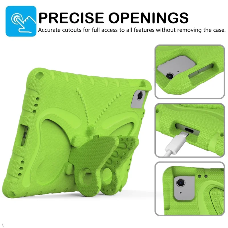 For iPad Air 11 (2026) / (2025) / (2024) Case Butterfly EVA Tablet Cover with Kickstand / Shoulder Strap - Green