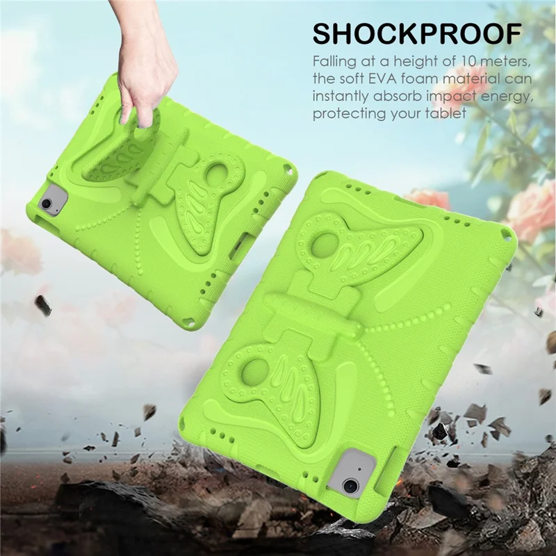 For iPad Air 11 (2026) / (2025) / (2024) Case Butterfly EVA Tablet Cover with Kickstand / Shoulder Strap - Green