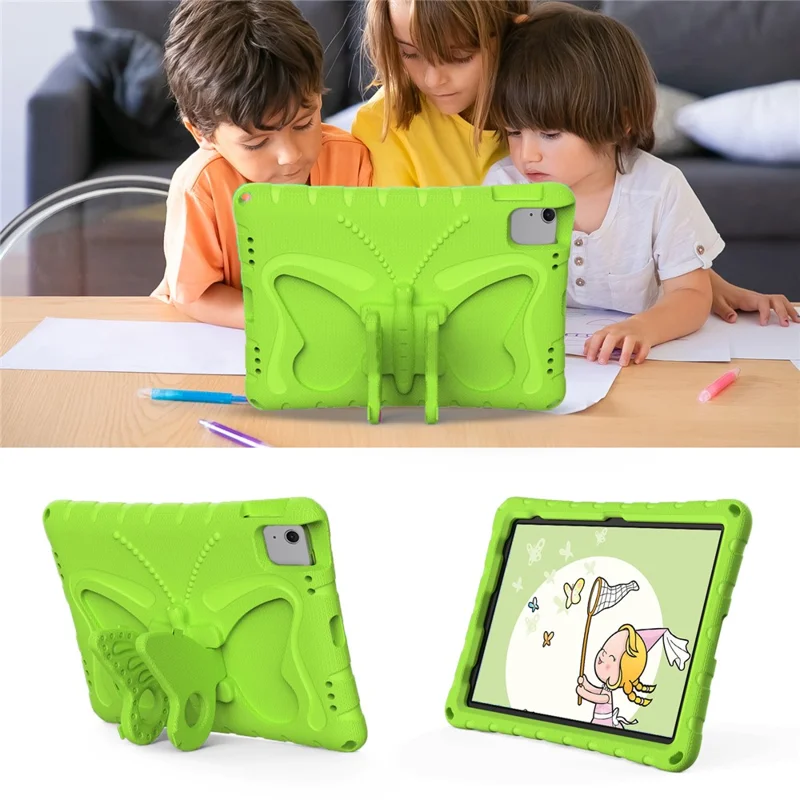 For iPad Air 11 (2026) / (2025) / (2024) Case Butterfly EVA Tablet Cover with Kickstand / Shoulder Strap - Green