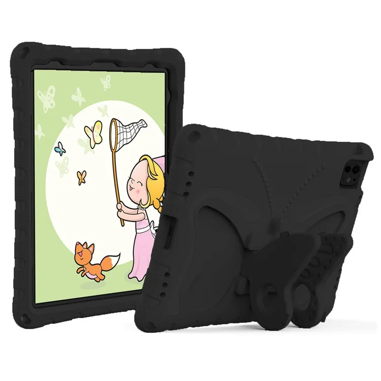 Per iPad Pro 11 (2024) Custodia EVA Farfalla Supporto Tablet Cover con Tracolla - Nero
