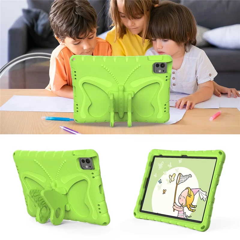 Чехол для iPad Pro 11 (2024) EVA с бабочкой-подставкой и плечевым ремнем - зеленый
