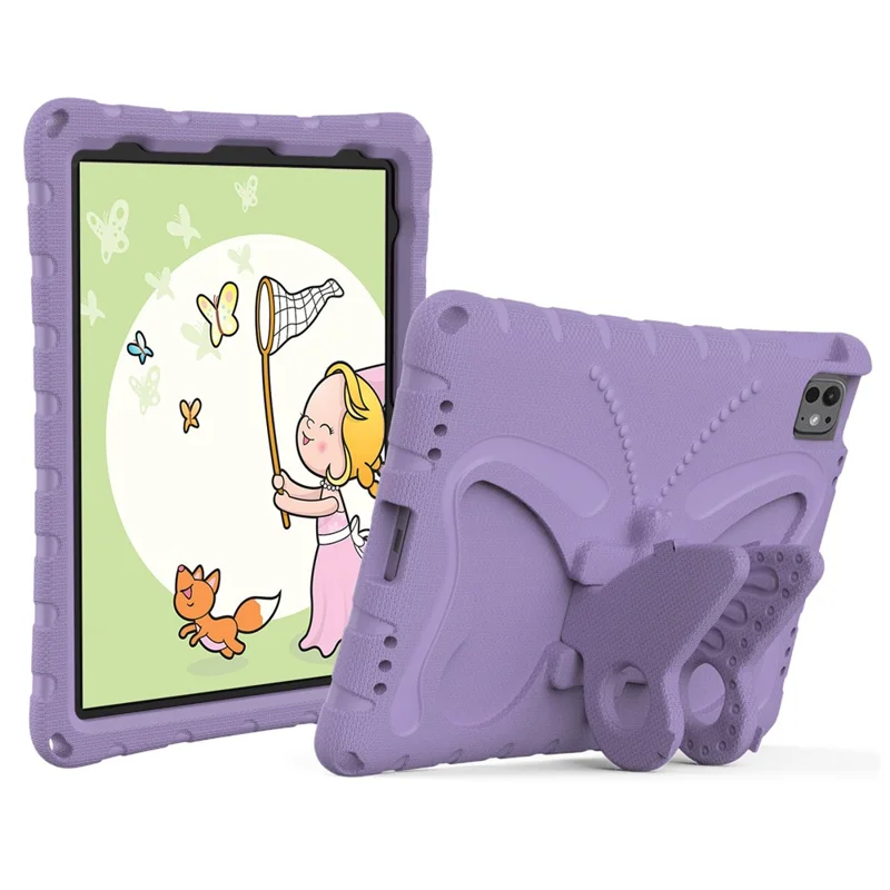 Чехол EVA для iPad Pro 11 (2024) с бабочкой и плечевым ремнем - светло-фиолетовый
