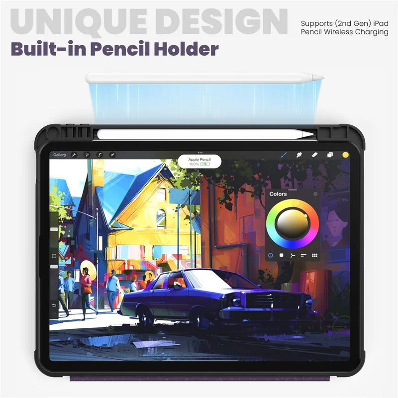 Para iPad Air (2020) / (2022) / Air 11 (2024) / iPad Pro 11 pulgadas (2018) / (2020) / (2021) / (2022) Funda de Cuero para Tableta - Púrpura