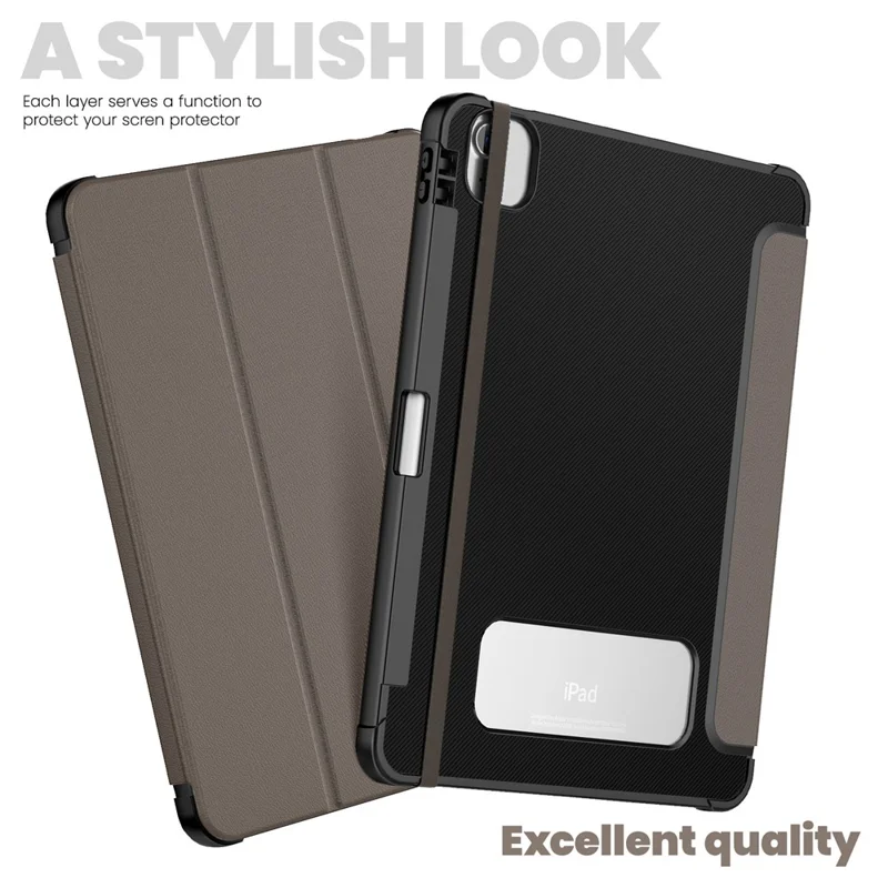 Para iPad Air (2020) / (2022) / Air 11 (2024) / iPad Pro 11 polegadas (2018) / (2020) / (2021) / (2022) Capa de Couro para Tablet - Marrom