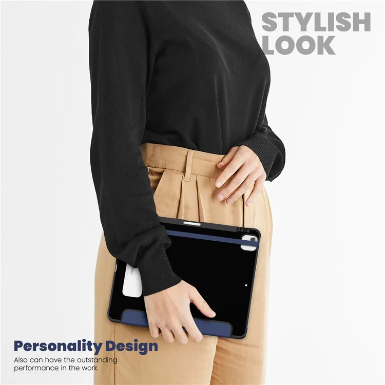 Para iPad Air 13 (2024) / iPad Pro 13 (2024) / Pro 12.9 (2022) / (2021) / (2020) / (2018) Funda con Soporte de Cuero para Tableta - Azul Marino
