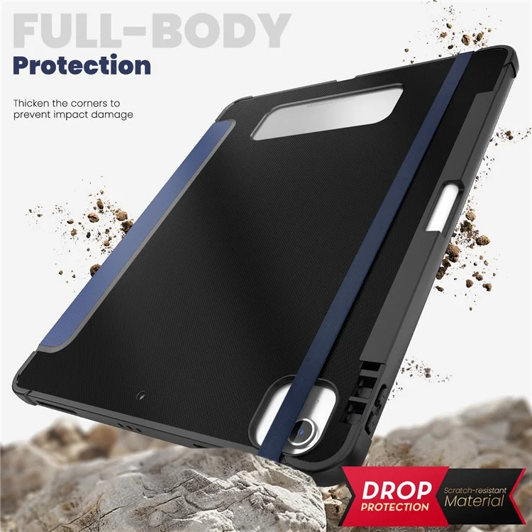 Para iPad Air 13 (2024) / iPad Pro 13 (2024) / Pro 12.9 (2022) / (2021) / (2020) / (2018) Funda con Soporte de Cuero para Tableta - Azul Marino
