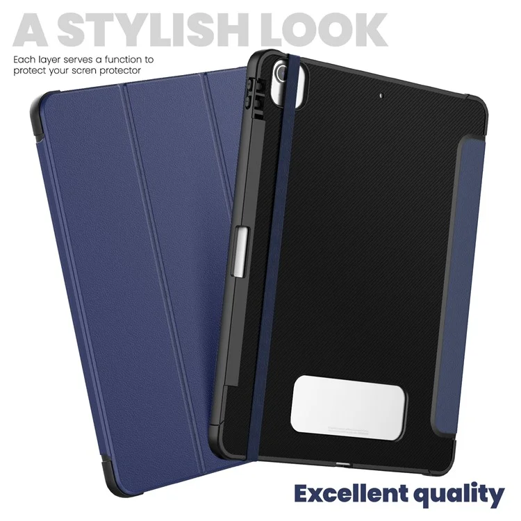 Para iPad Air 13 (2024) / iPad Pro 13 (2024) / Pro 12.9 (2022) / (2021) / (2020) / (2018) Funda con Soporte de Cuero para Tableta - Azul Marino