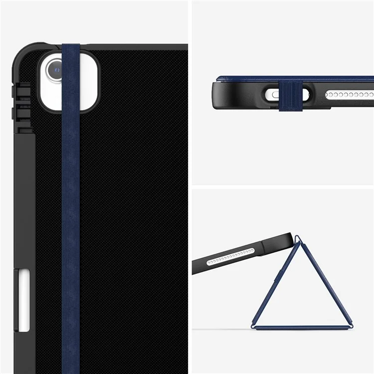 Para iPad Air 13 (2024) / iPad Pro 13 (2024) / Pro 12.9 (2022) / (2021) / (2020) / (2018) Funda con Soporte de Cuero para Tableta - Azul Marino