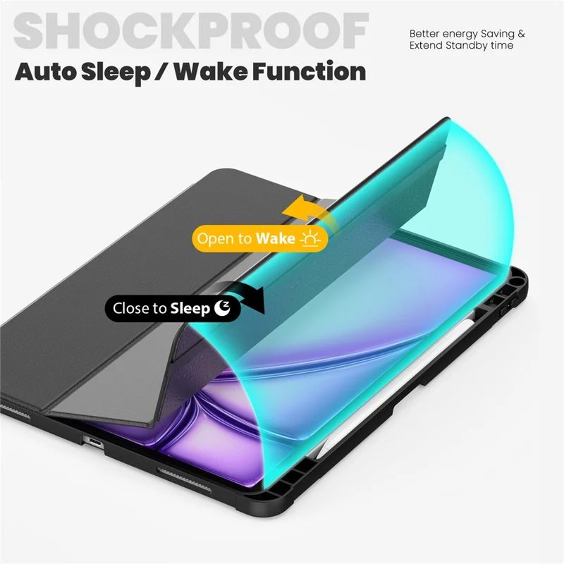 Per iPad Air 13 (2024) / iPad Pro 13 (2024) / Pro 12.9 (2022) / (2021) / (2020) / (2018) Custodia Stand Pelle Custodia Tablet - Nero