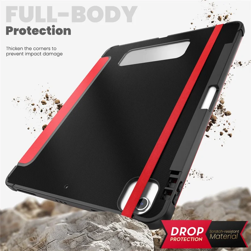 Para iPad Air 13 (2024) / iPad Pro 13 (2024) / Pro 12.9 (2022) / (2021) / (2020) / (2018) Funda con Soporte de Cuero para Tablet - Rojo