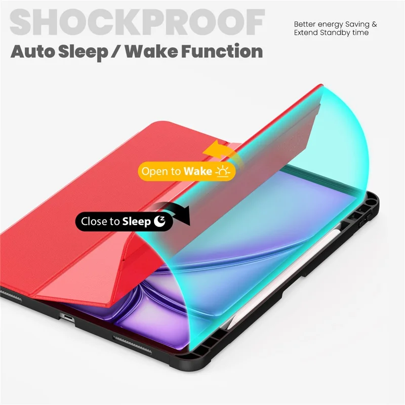 Para iPad Air 13 (2024) / iPad Pro 13 (2024) / Pro 12.9 (2022) / (2021) / (2020) / (2018) Funda con Soporte de Cuero para Tablet - Rojo