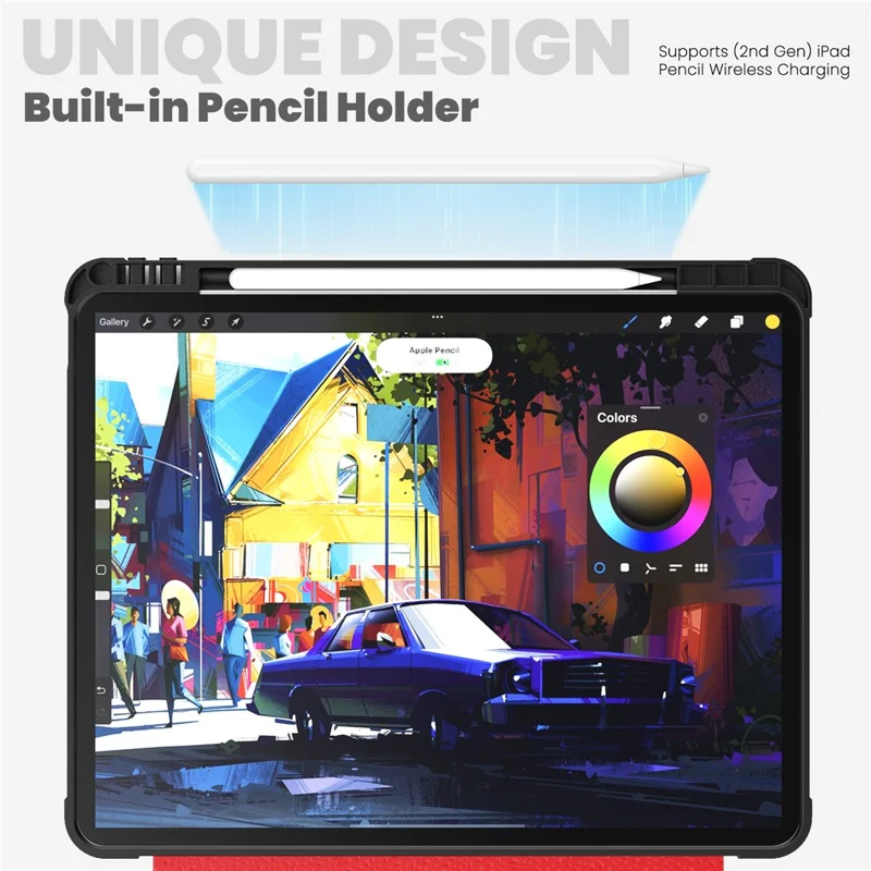 Para iPad Air 13 (2024) / iPad Pro 13 (2024) / Pro 12.9 (2022) / (2021) / (2020) / (2018) Funda con Soporte de Cuero para Tablet - Rojo