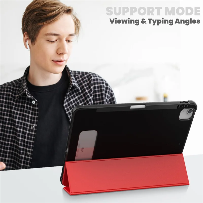 Para iPad Air 13 (2024) / iPad Pro 13 (2024) / Pro 12.9 (2022) / (2021) / (2020) / (2018) Funda con Soporte de Cuero para Tablet - Rojo