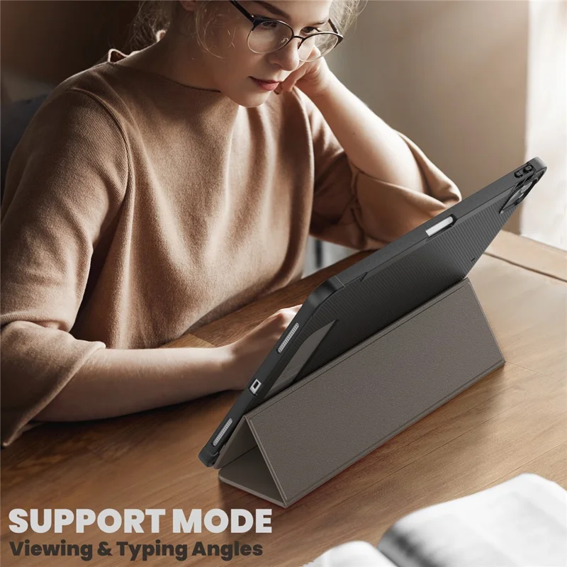 For iPad Air 13 (2025) / (2024) / Pro 13 (2024) / Pro 12.9 (2022) / (2021) / (2020) / (2018) Case Stand Leather Tablet Cover - Brown