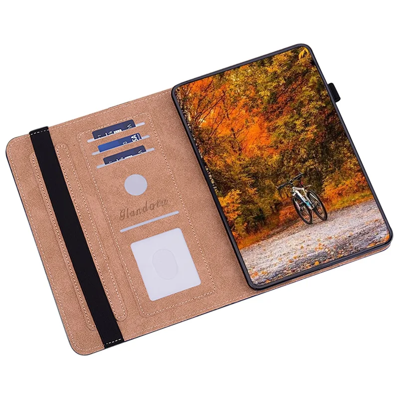 For Xiaomi Redmi Pad SE Case Card Slots PU Leather Pattern Printed Tablet Cover - Couple Lions