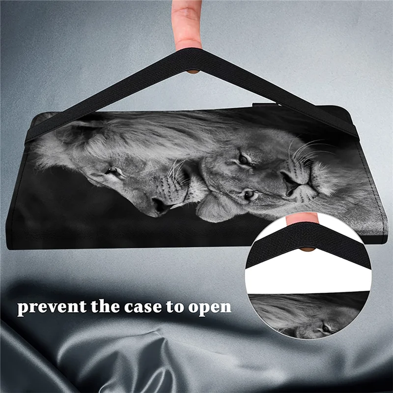 For Xiaomi Redmi Pad SE Case Card Slots PU Leather Pattern Printed Tablet Cover - Couple Lions