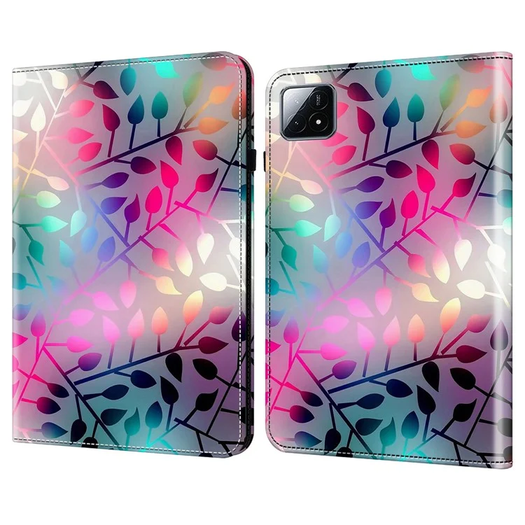 Para Xiaomi Pad 6S Pro 12.4 Capa de Couro Estampada Padrão Tablet Cover - Folha de Bordo