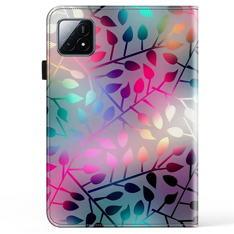 Para Xiaomi Pad 6S Pro 12.4 Capa de Couro Estampada Padrão Tablet Cover - Folha de Bordo