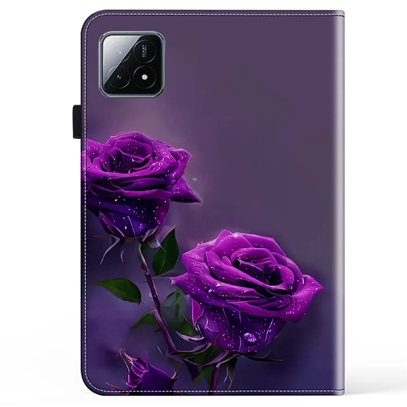 Per Xiaomi Pad 6S Pro 12.4 Custodia in Pelle Motivo Stampato Stand Custodia Tablet - Rosae Viola