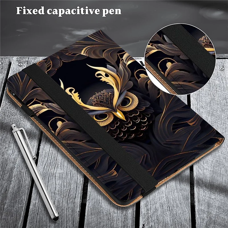 Para Xiaomi Pad 6S Pro 12.4 Capa de Couro Padrão Impresso Capa de Tablet - Owl