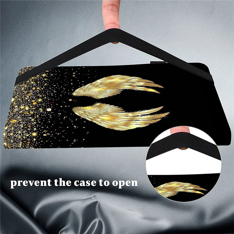 For Lenovo Tab M10 Plus (3rd Gen) Case Card Holder Pattern Printing Leather Tablet Cover -  Gold Wings