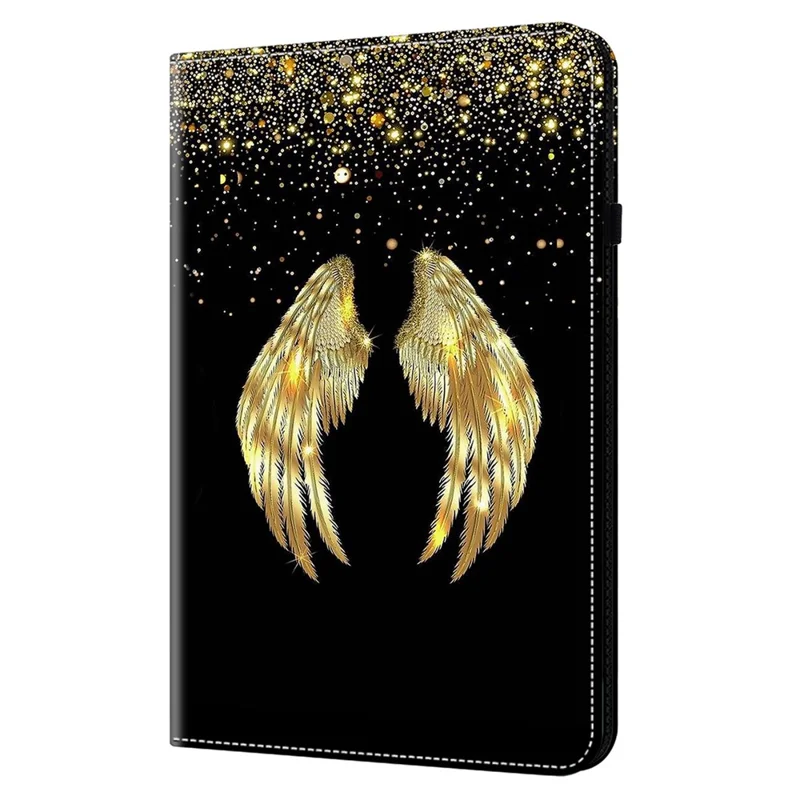 For Lenovo Tab M10 Plus (3rd Gen) Case Card Holder Pattern Printing Leather Tablet Cover -  Gold Wings
